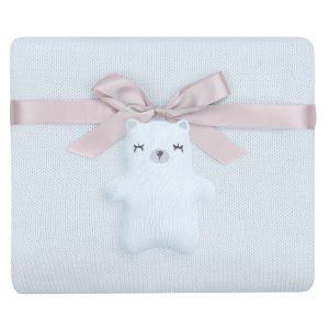• Manta de punto de alta calidad para bebé fabricada con material de primera calidad 100% algodón• Elegante diseño de color sólido• Decoración de oso juguetón• Embalaje en caja de regalo de alta calidad• Tamaño 75×100 cm Dimensions- Caja de regalo 20x25x5