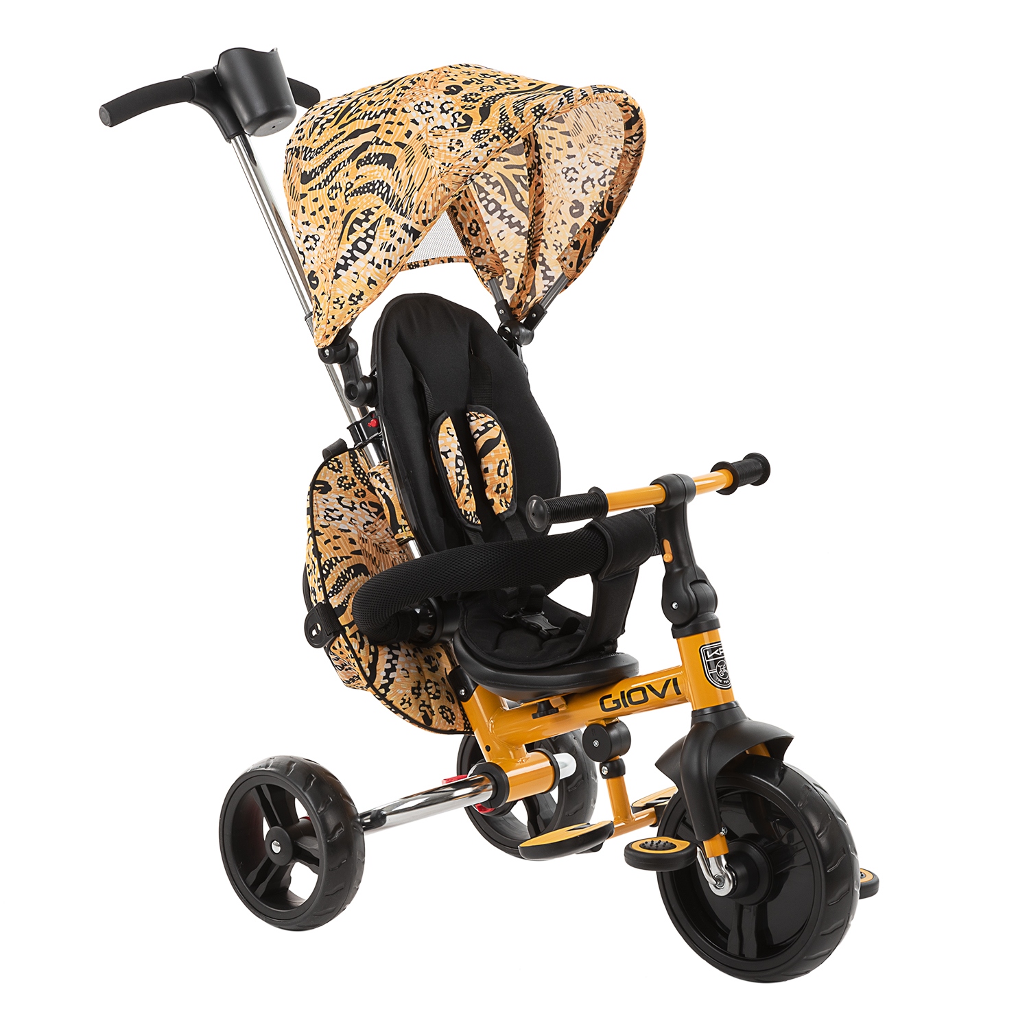 • Suitable for children over 12 months • 3 in 1 multifunctional tricycle that transforms into a three-wheel bike• Foldable• Reclining backrest • 2 position adjustable handle hight from 94 to 100 cm• Handle – bar adjustment button• Detachable canopy • 3-poi