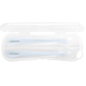 • Cucharas de silicona en estuche de silicona líquida de calidad alimentaria• Diseño suave y elástico que evita que el bebé se haga daño• Cucharas sin costuras fáciles de limpiar• Adecuadas para niños de más de 4 meses • Sin BPA Dimensions- Producto Estuch