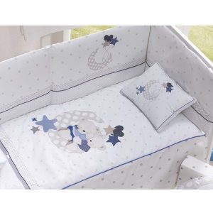 Edredón + Protector + Almohada para Cuna modelo «Osos Amorosos Azul»