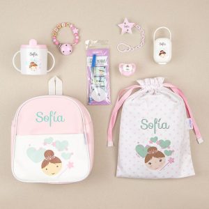 Pack de 7 Piezas Personalizadas Mochila Hada Rosa