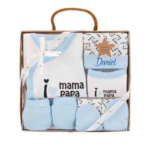 Set Personalizado 5 Piezas Mamá y Papá Azul